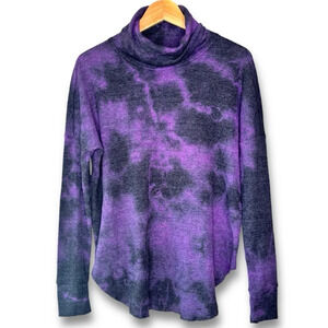 Michael‎ Stars Black Purpler Tie Dye Marcy Cowl Neck Storm Wash Thermal Sz S NWT